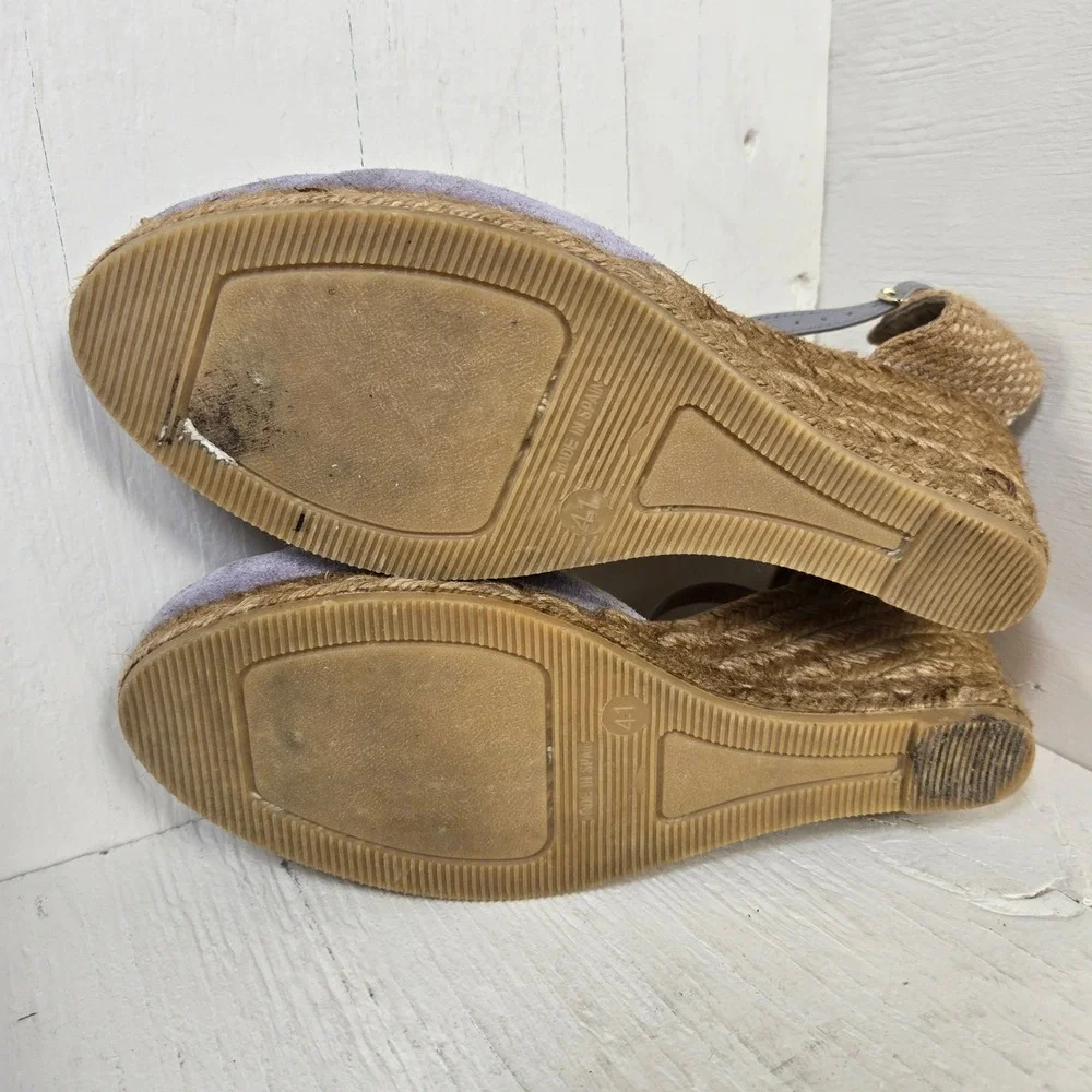 Gaimo Spain Lavender Suede Espadrille Wedge Sandal Purple Ankle Strap Size 10 41